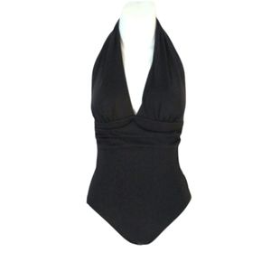 Lands end black halter one piece swimsuit 4L